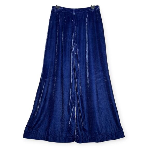 Maeve Anthropologie Velvet Avery Trousers SIZE 6P PETITE Blue Wide Leg Pants - Picture 4 of 10